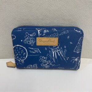 Dooney & Bourke Disney World Disneyana Blueprint Sketch Wallet - Rare - Blue